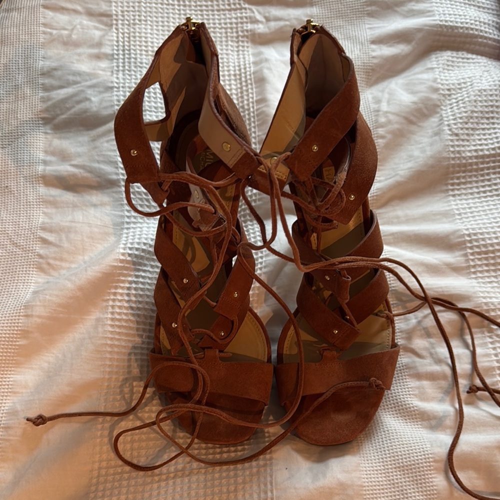 Michael Kors Brown Suede Lace-Up Women's Sandals